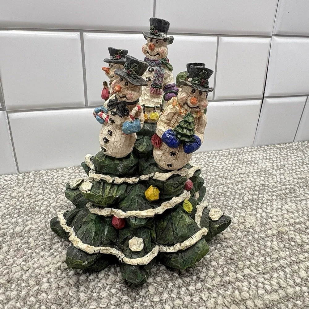 Snowman Cheese Butter Jam Spreaders In Festive Christmas Tree Holder Resin‎